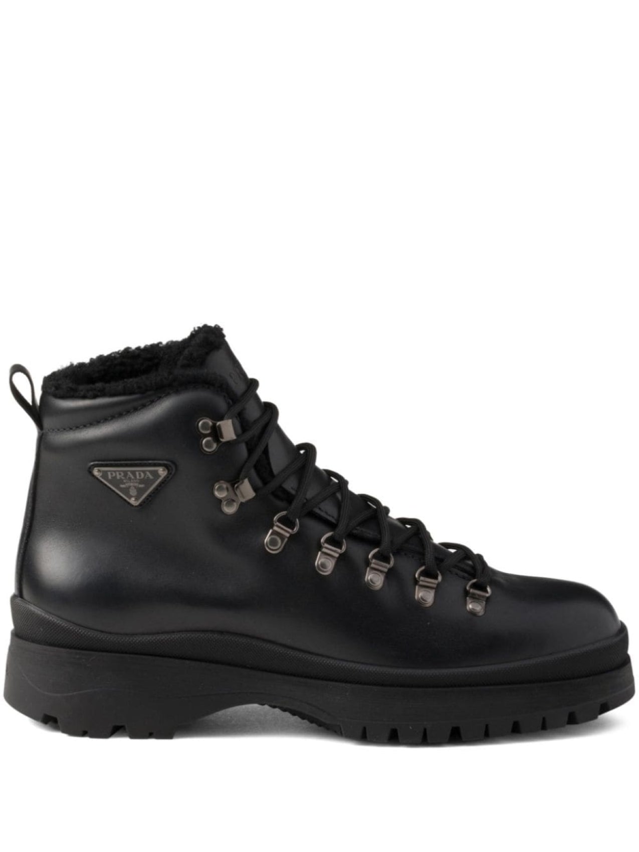 Prada Brixxen Leather Boots, Black