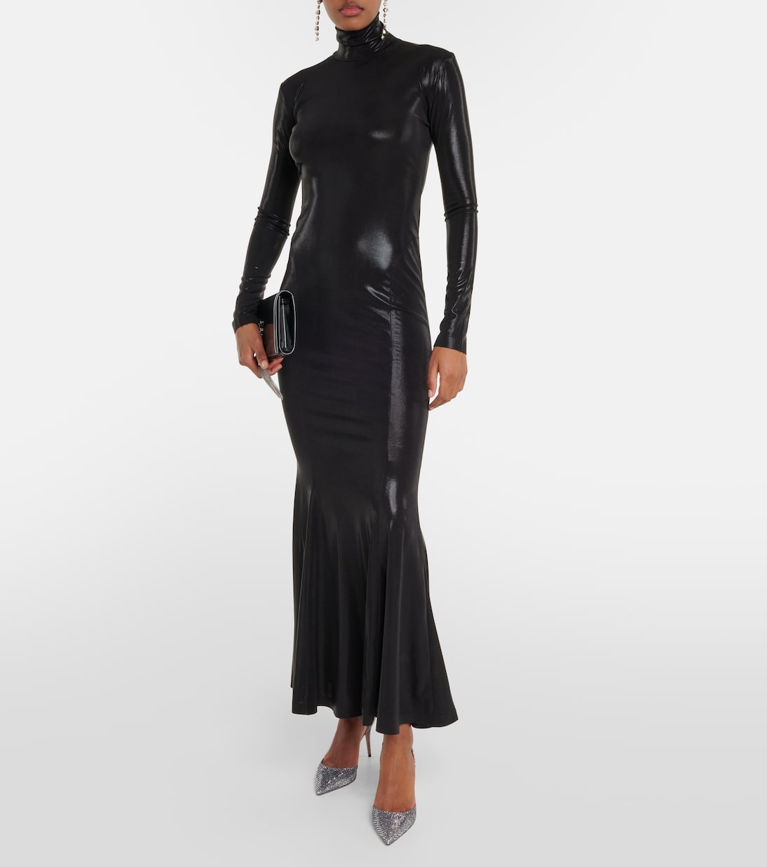 Maxi dress lamé Norma Kamali, black