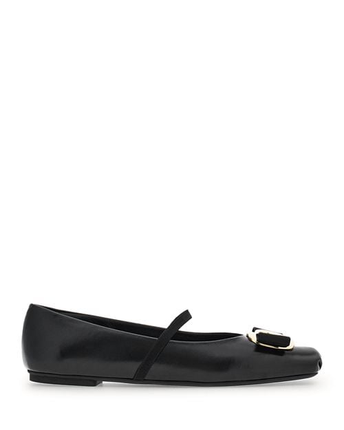 Zina Bow Mary Jane Ferragamo women's ballet flats, Black