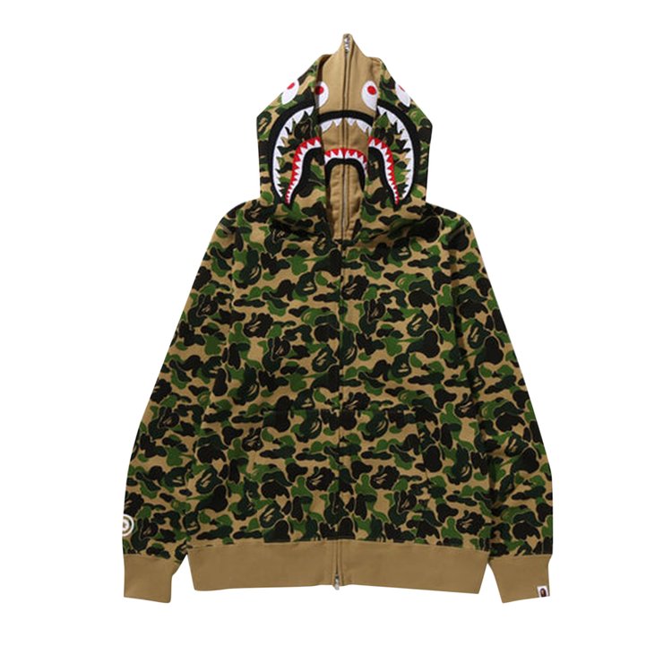 هودي BAPE ABC Camo Double Shark Full Zip 'Green'، باللون الأخضر