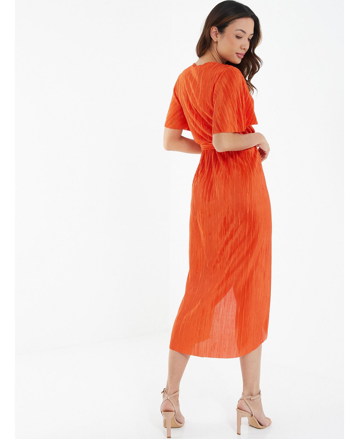 QUIZ Women's Pleated Wrap Midi Dress