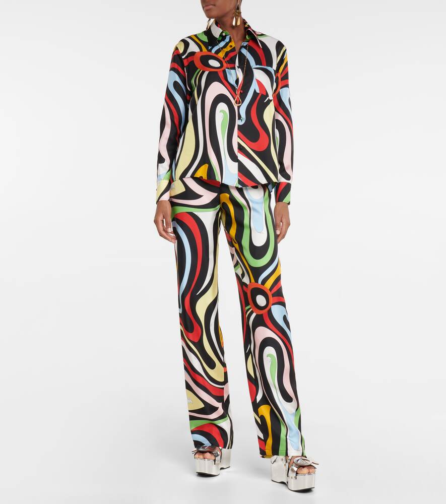 Silk satin shirt with PUCCI print, multicolor