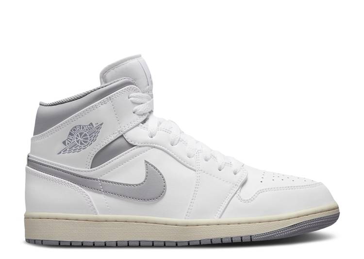 حذاء رياضي AIR JORDAN 1 MID GS 'NEUTRAL GRAY'، أبيض