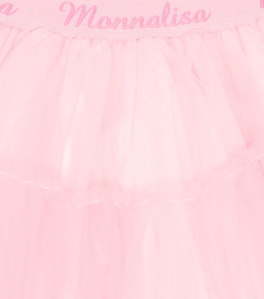 Tulle skirt with Monnalisa logo, pink