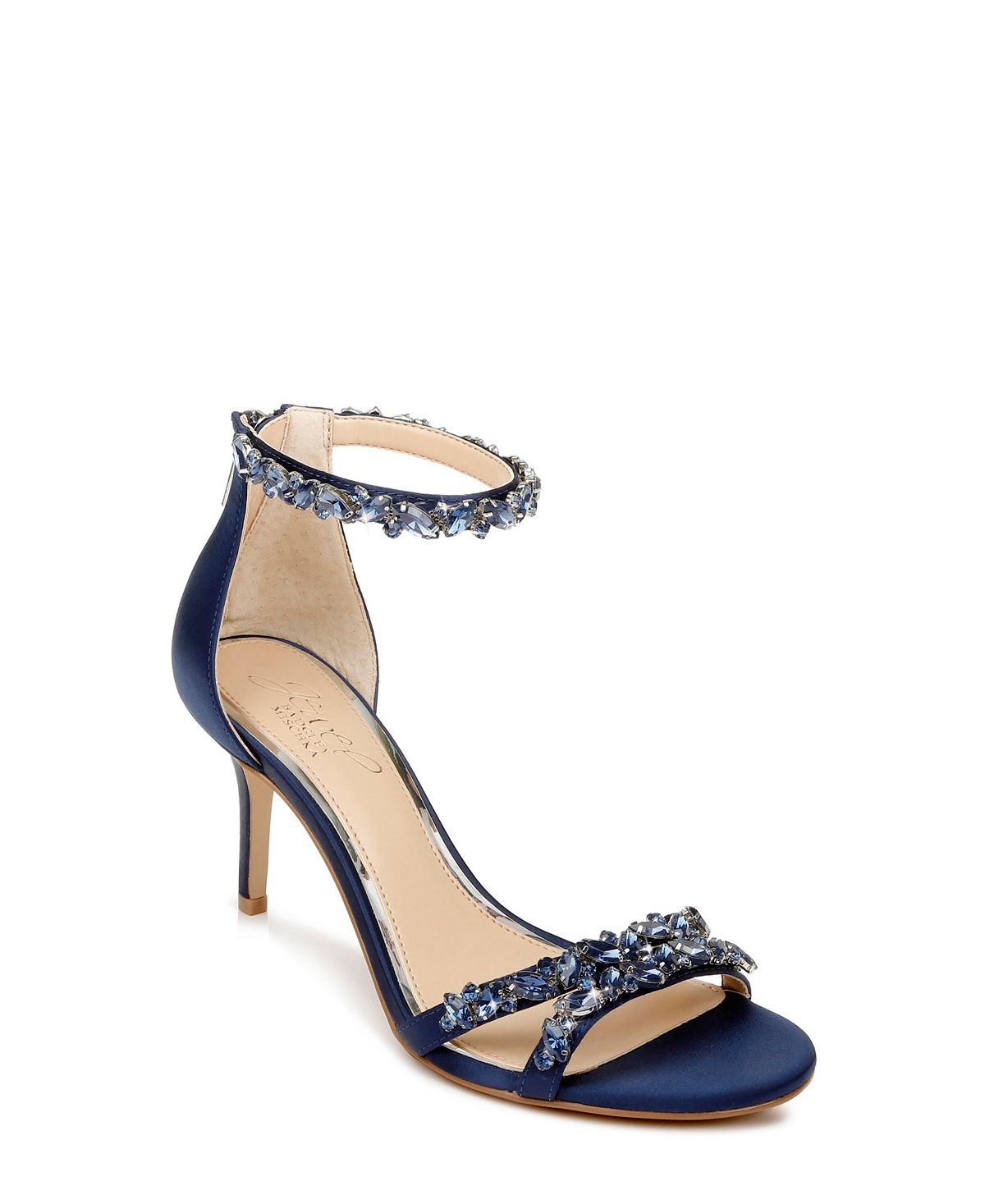 Jewel Badgley Mischka Caroline Evening Sandals with Embellished Ankle Strap