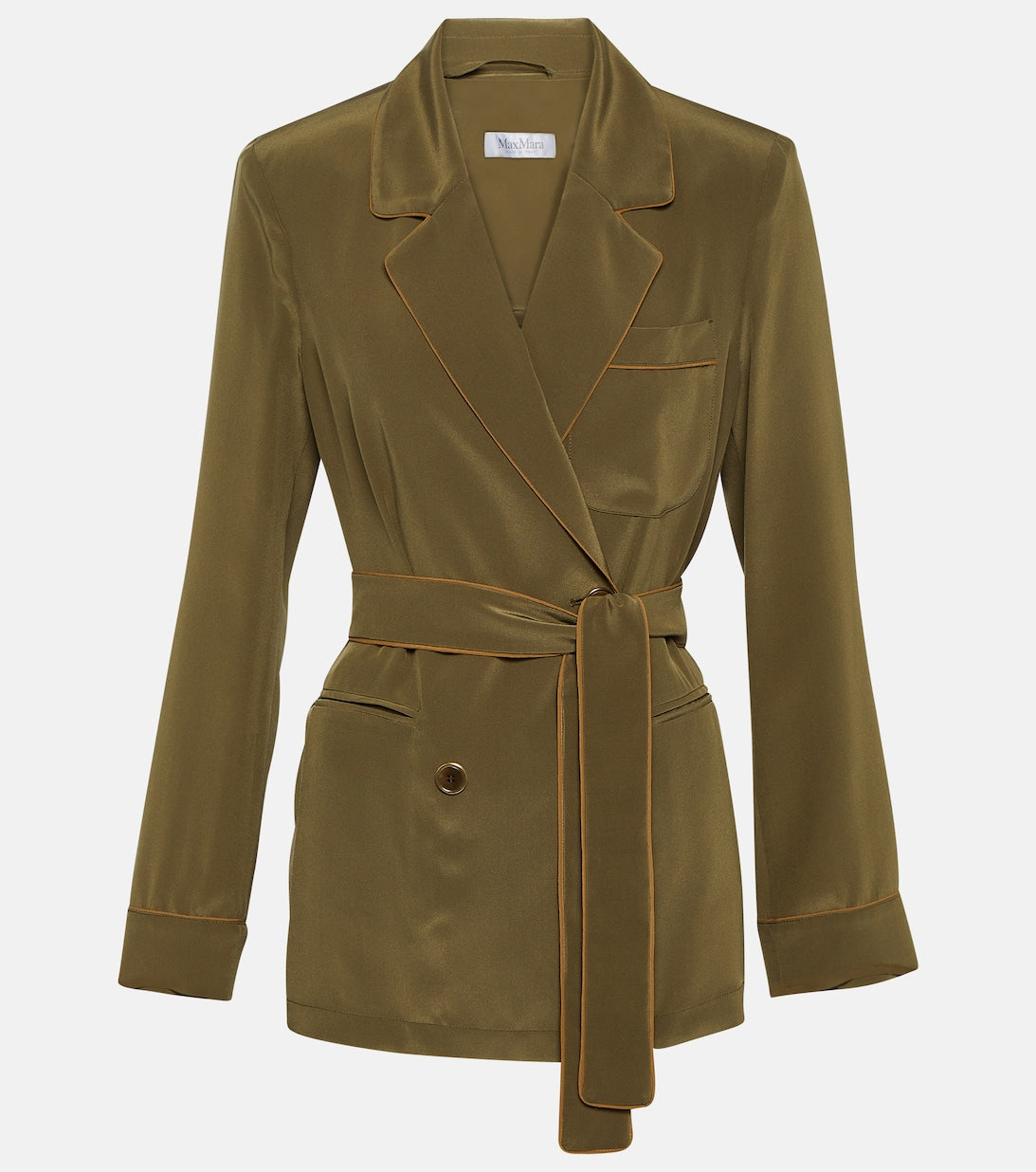 Rosano silk blazer with MAX MARA belt, green