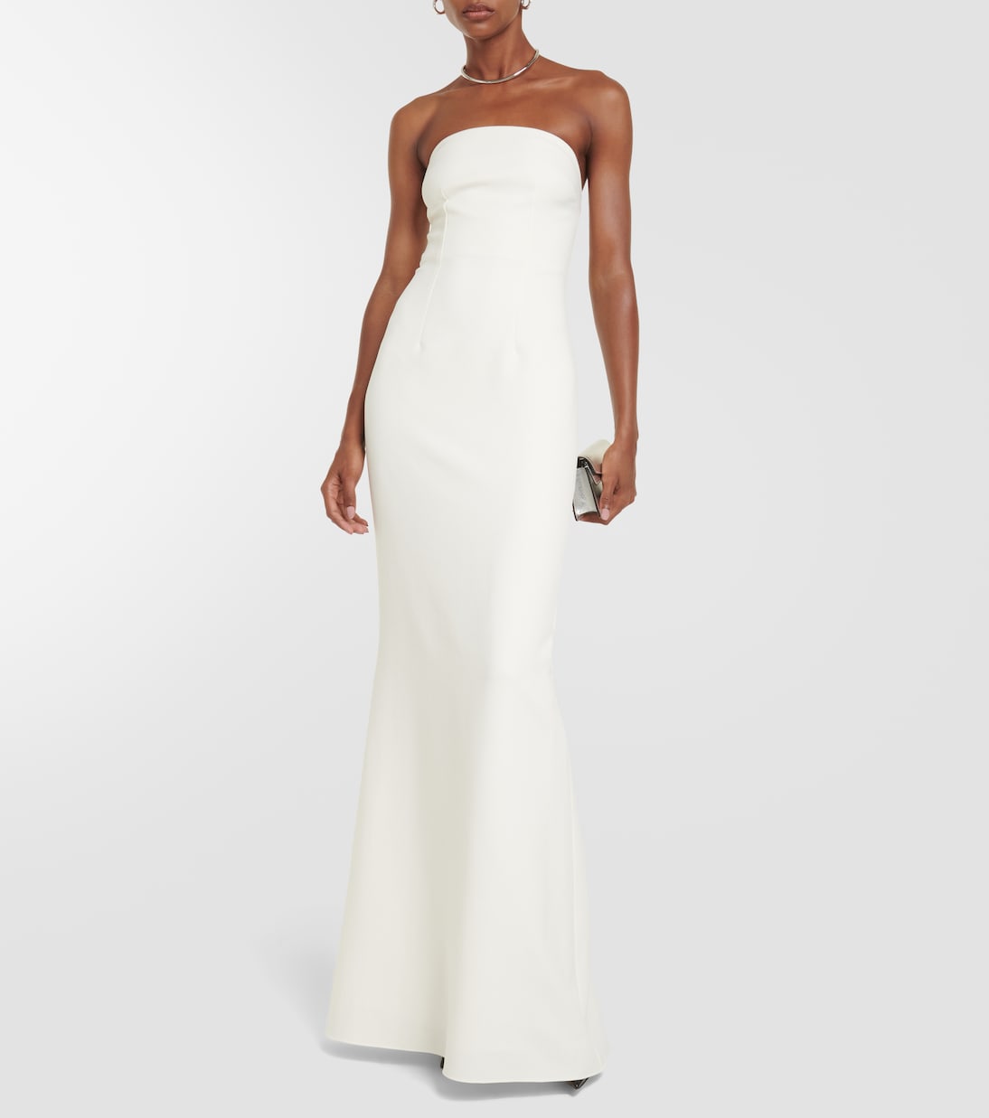 Safiyaa Strapless Crepe Wedding Dress, White