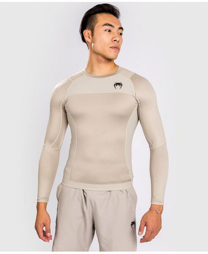 Venum Men's G-Fit Air Long Sleeve Rash Guard, Tan/Beige