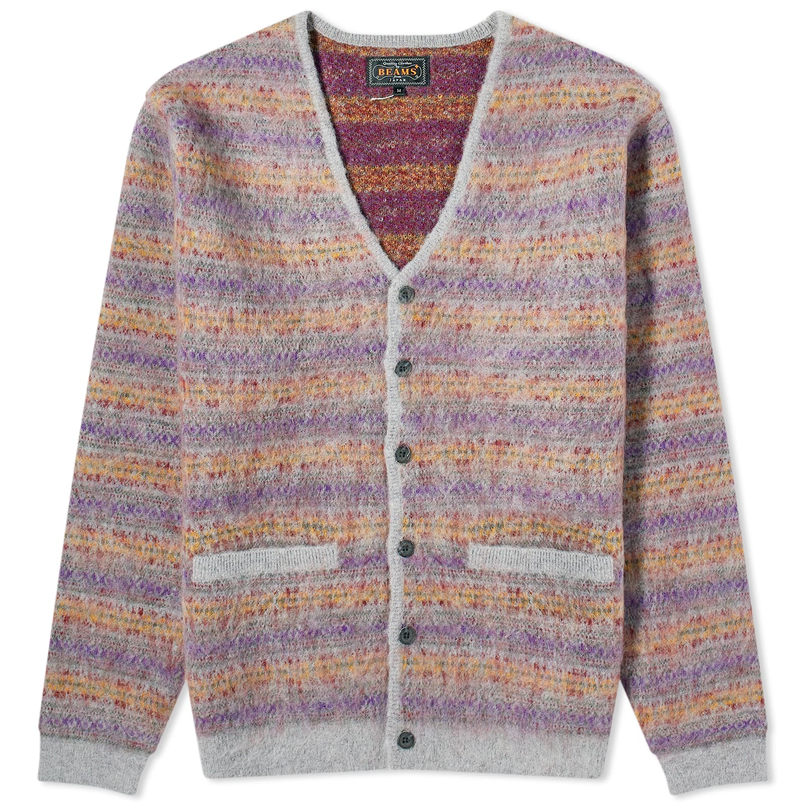 Cardigan Beams Plus Fairisle Jacquard Mohair, gray