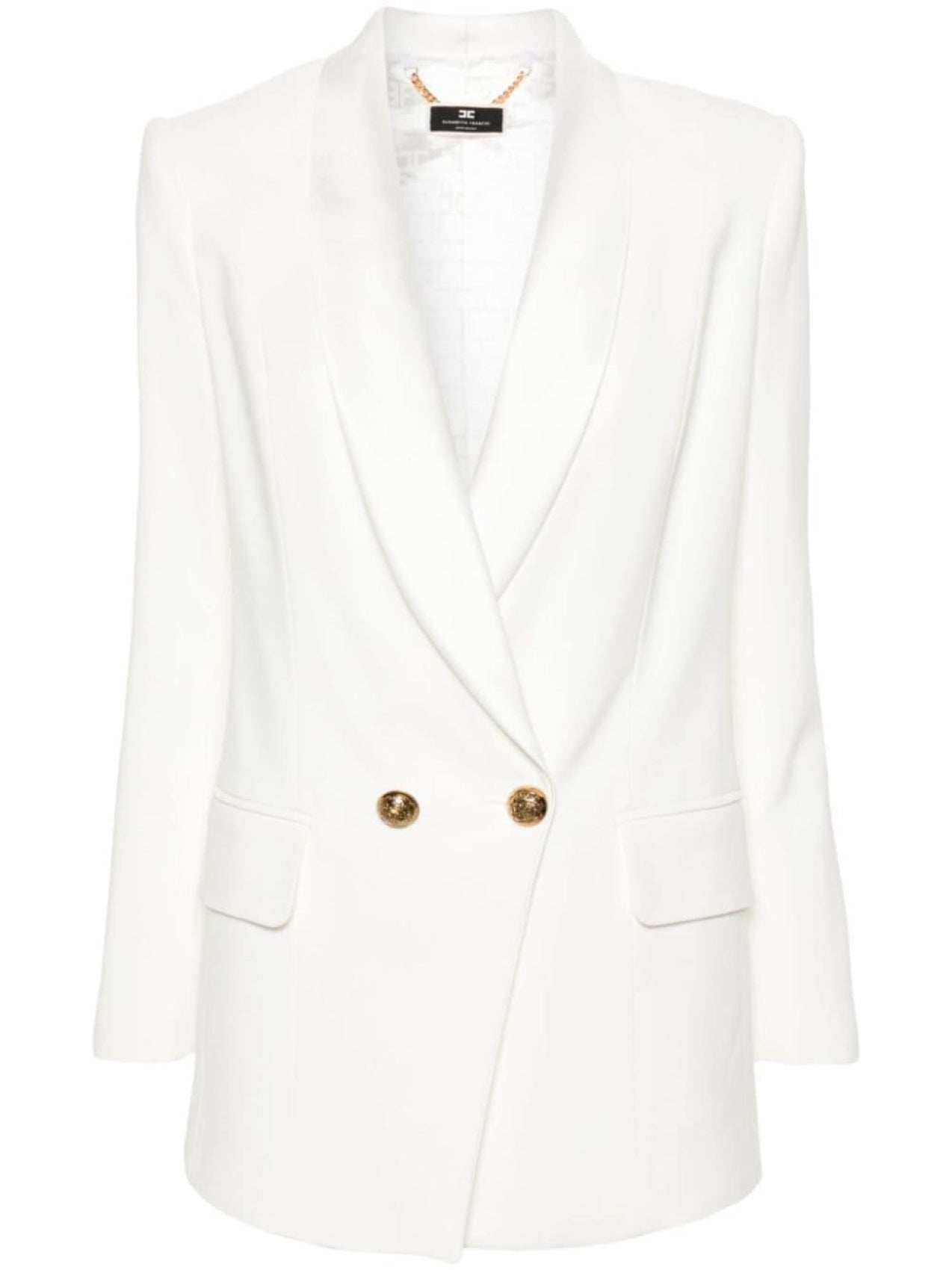 Elisabetta Franchi Twill Double Breasted Blazer Neutral