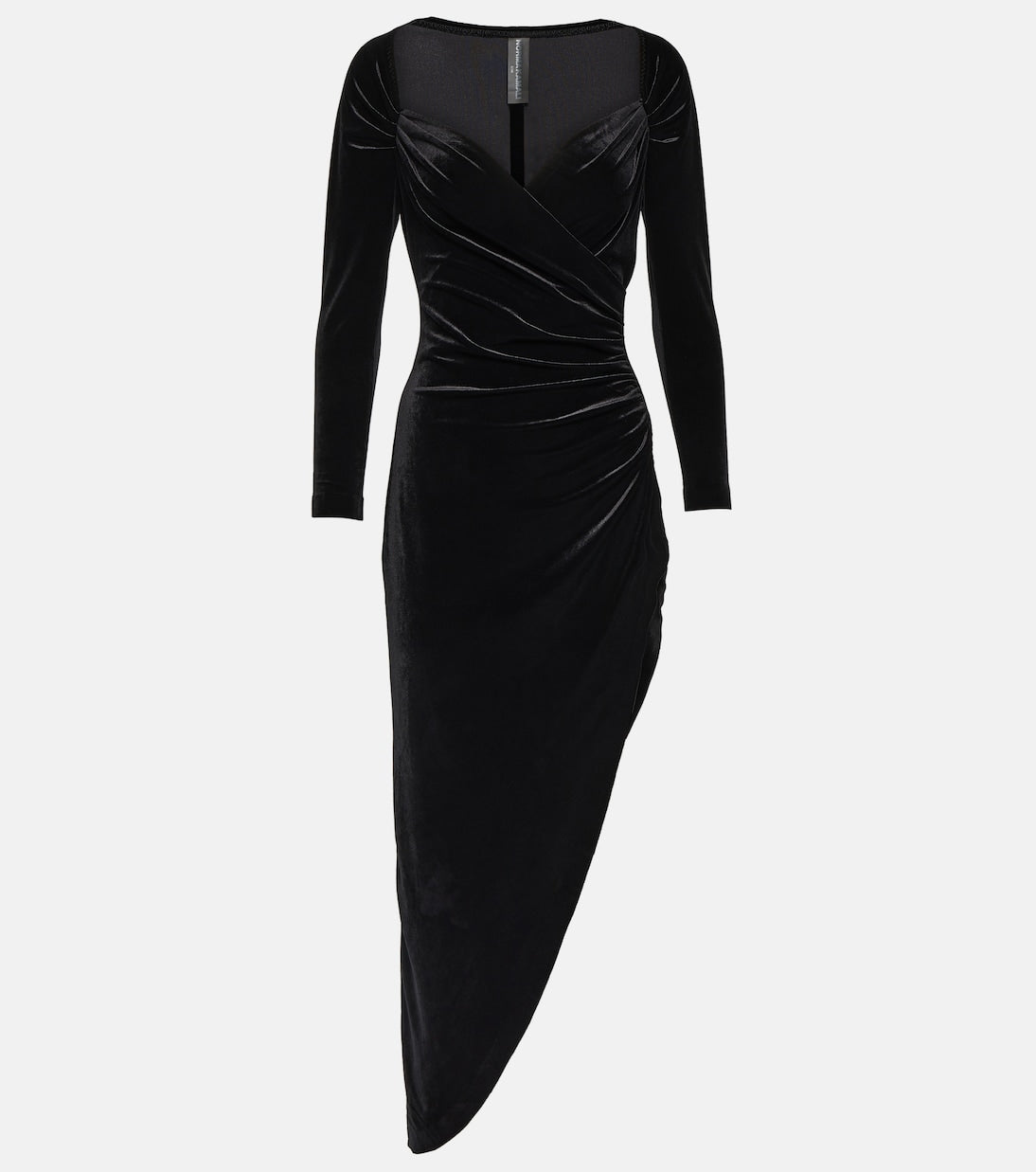 Asymmetrical velvet dress Norma Kamali, black