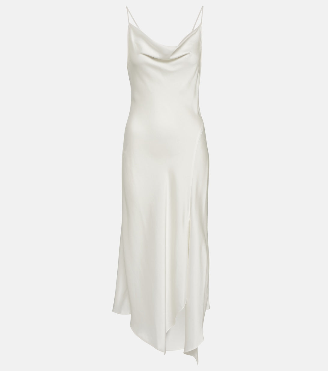 SIMKHAI asymmetric midi slip dress, white