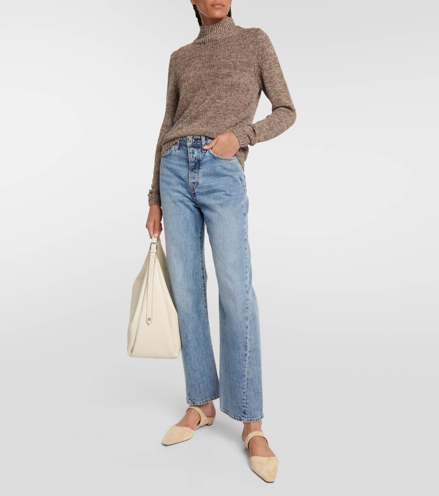 Linen, cotton and silk turtleneck TOTEME, brown