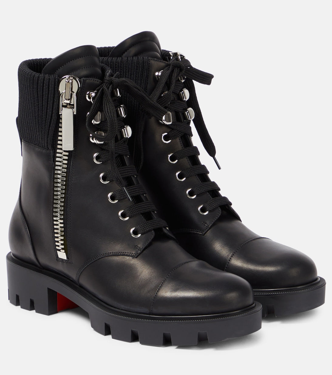 Leather combat boots en hiver lug Christian Louboutin, black