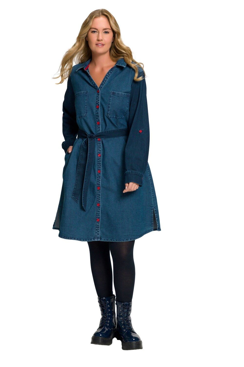 Ulla Popken shirt-dress, night blue