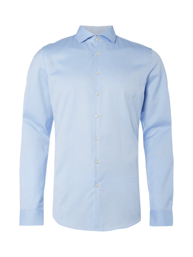 Jake*s slim fit twill business shirt with long sleeves, light blue