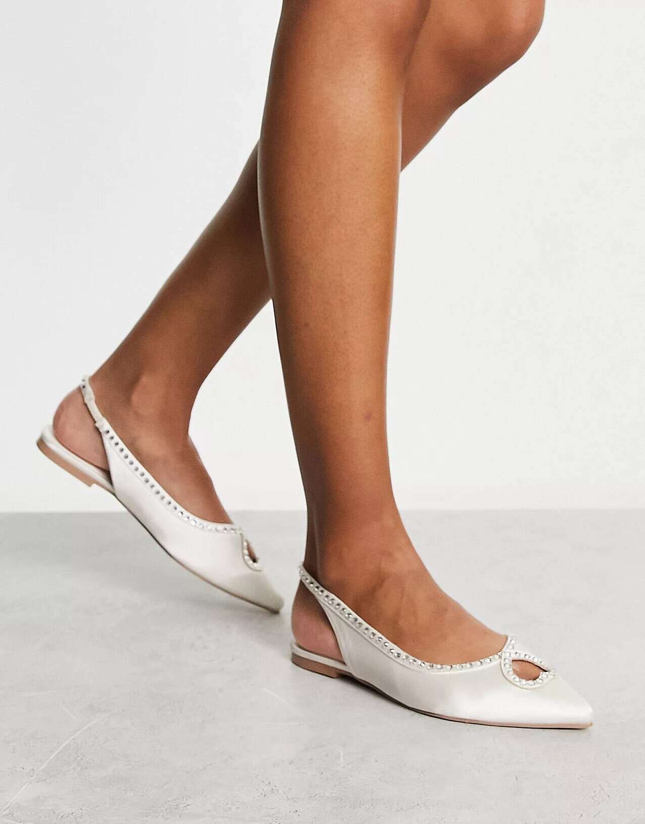 ASOS Lust heart ballet flats in ivory and diamonds