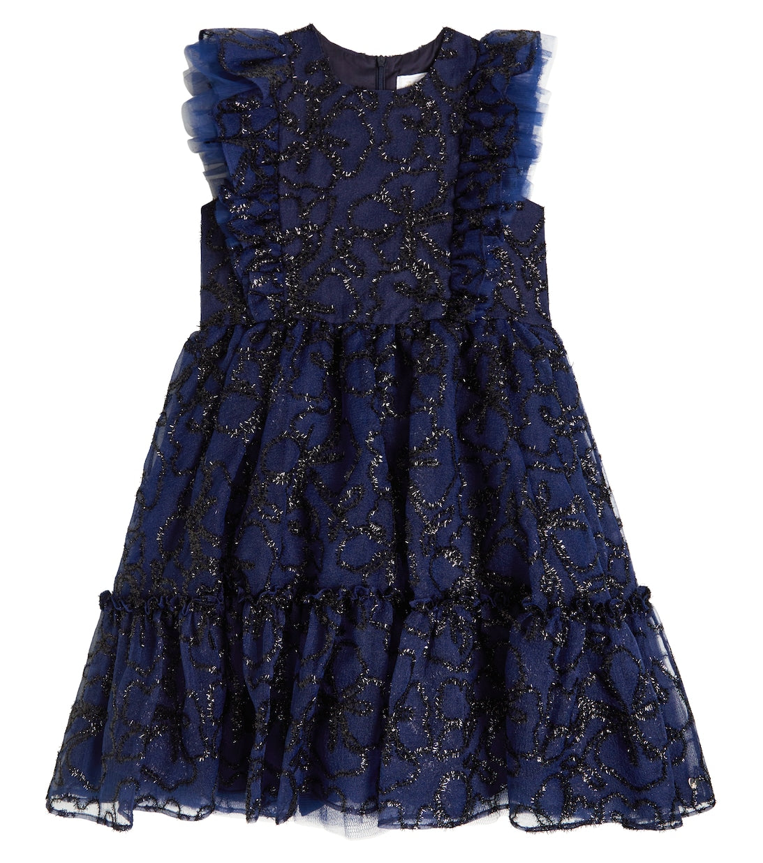 Tartine et Chocolat embroidered tulle dress, blue