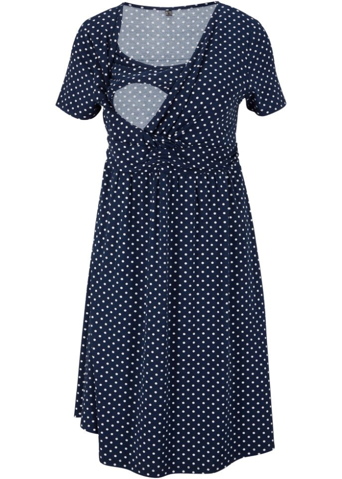 Nursing dress/maternity dress with polka dots Bpc Bonprix Collection, blue