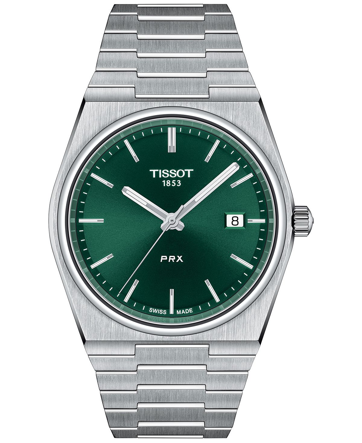 ساعة PRX للرجال باللون الفضي وسوار من الفولاذ المقاوم للصدأ، 40 مم من Tissot