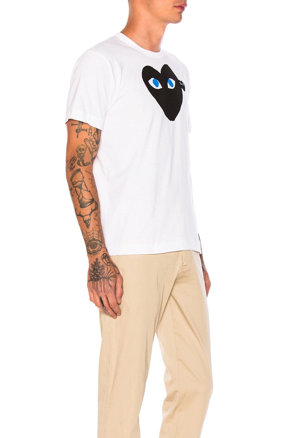 T-shirt Comme des Garçons Blue Eyes Black Emblem Cotton, white