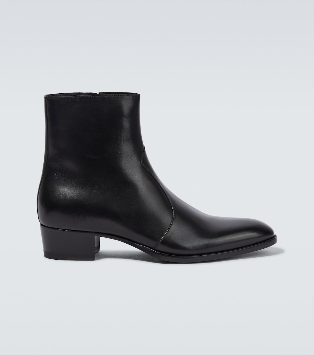 Wyatt Saint Laurent leather ankle boots, black