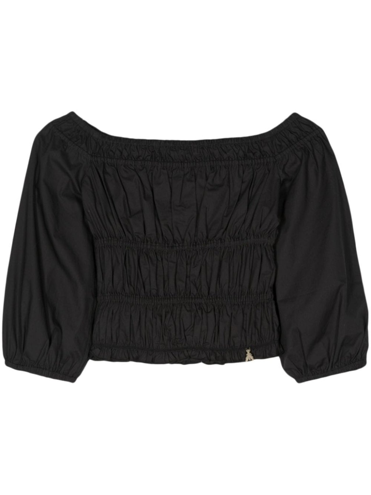 Patrizia Pepe Off-the-Shoulder Smocked Top, Black