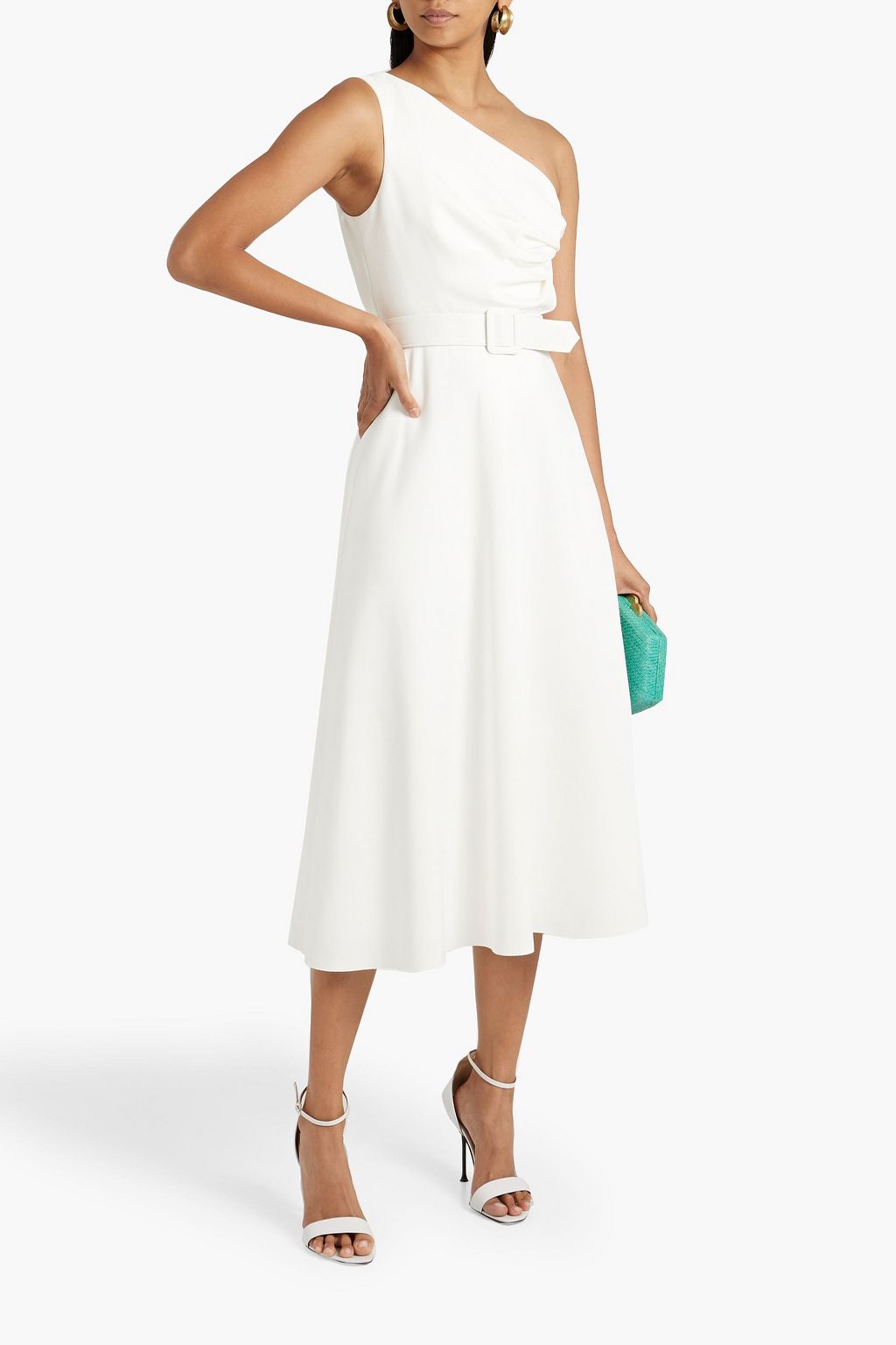 One shoulder scuba midi dress BADGLEY MISCHKA, white