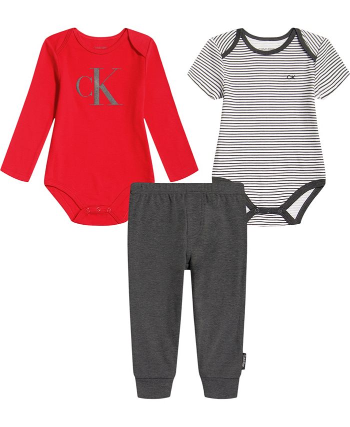 Heather Baby Boys 2 Bodysuits and Joggers Calvin Klein 3 Piece Set multicolor