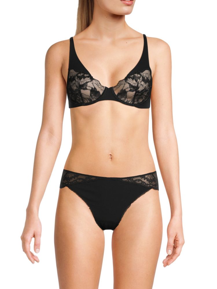 La Perla sheer lace underwire bra, black