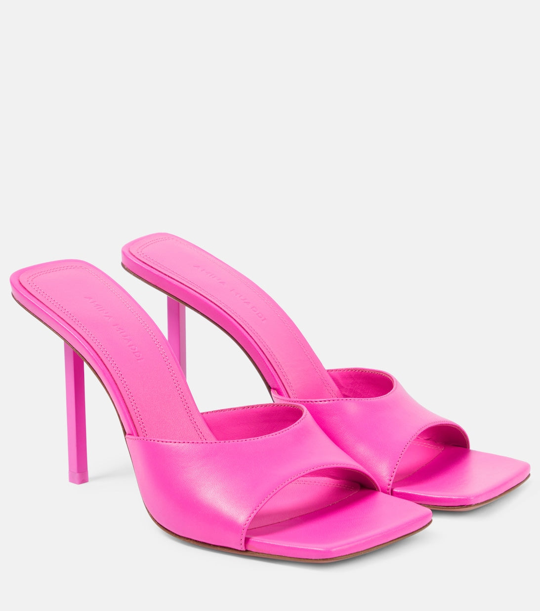 Laura Amina Muaddi leather mules, pink