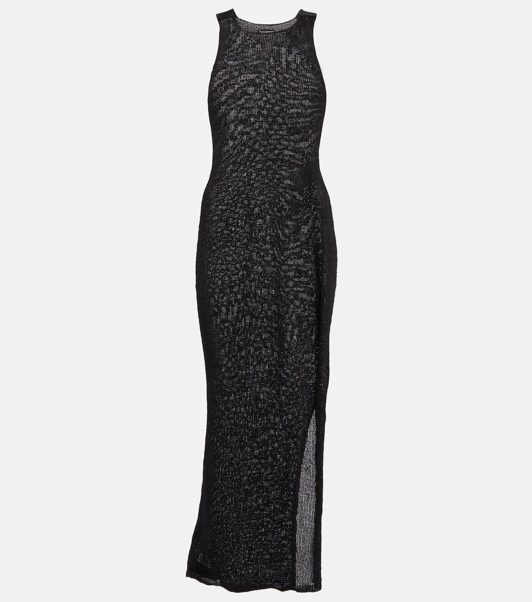 TOM FORD Satin Trim Raffia Maxi Dress, Black