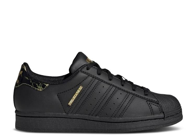 حذاء رياضي Adidas SUPERSTAR J 'BLACK GOLD METALLIC' باللون الأسود