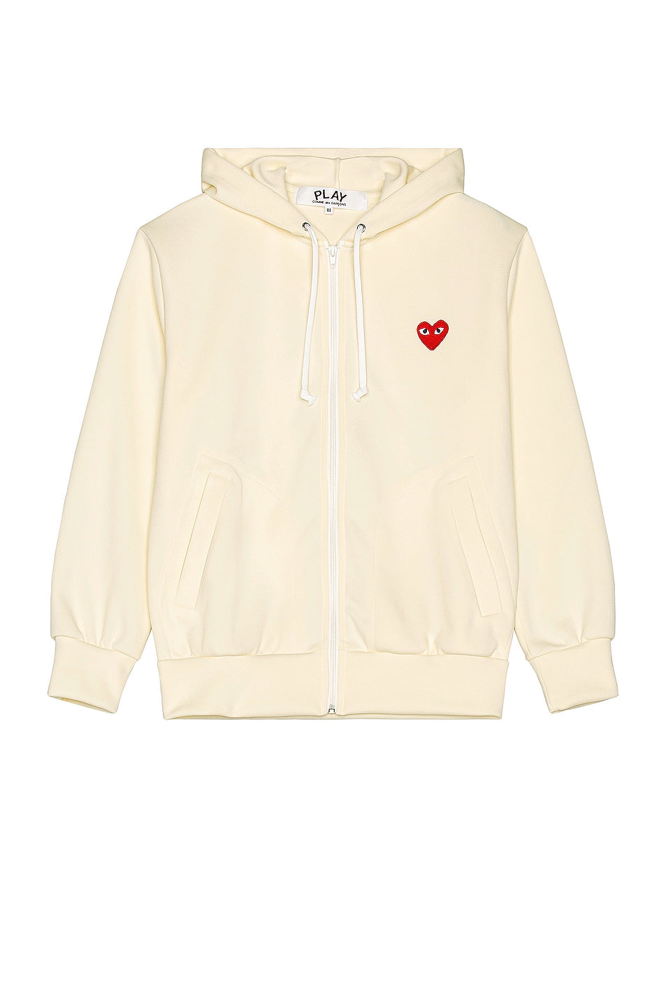 Comme des Garçons Zip Poly With Red Emblem Hoodie, ivory