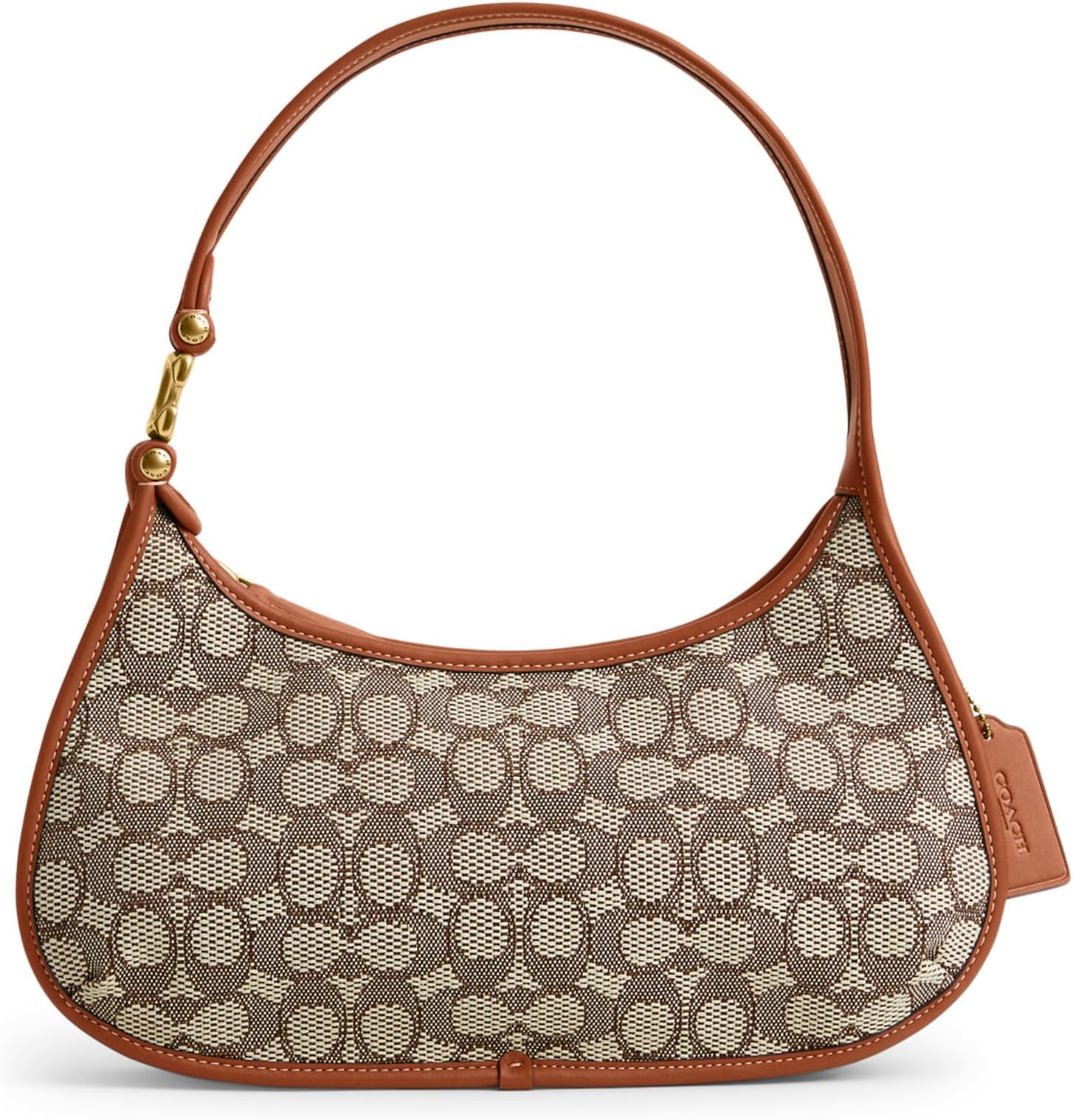 Eve COACH Signature Textile Jacquard Shoulder Bag in Cocoa/Burnished Amber