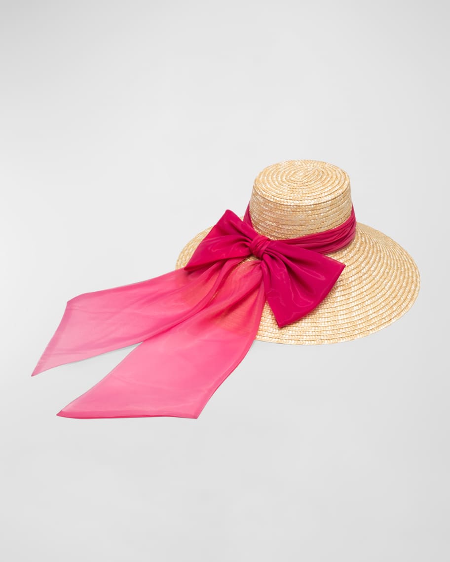 Mirabel straw wide-brimmed hat with organza bow Eugenia Kim