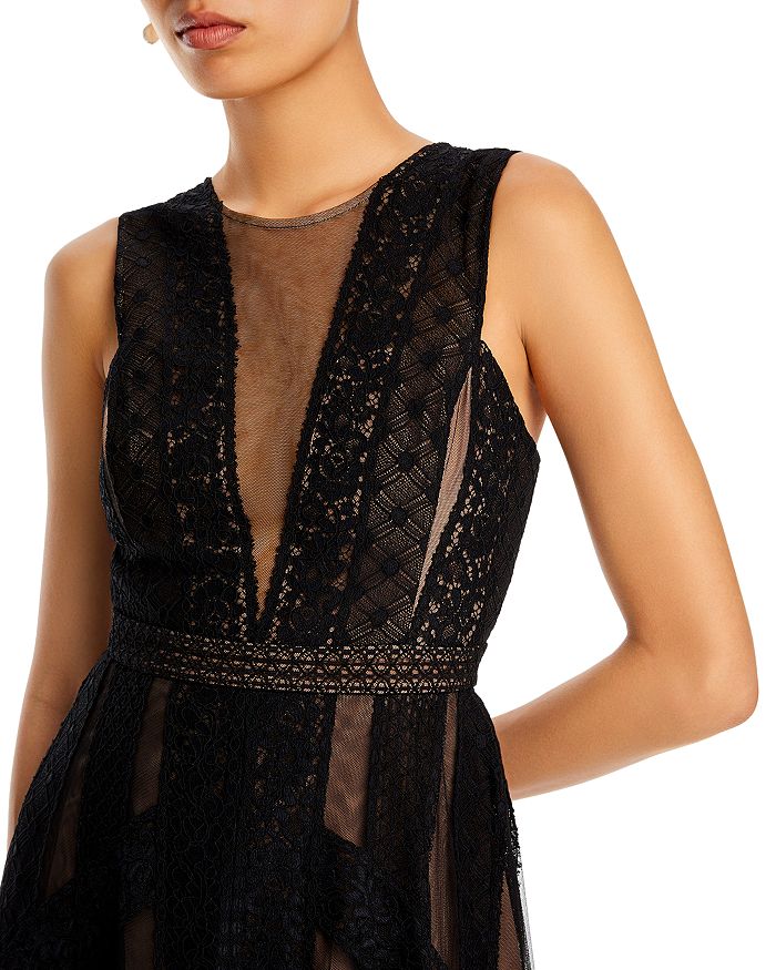 Andi evening dress with lace trim BCBGMAXAZRIA