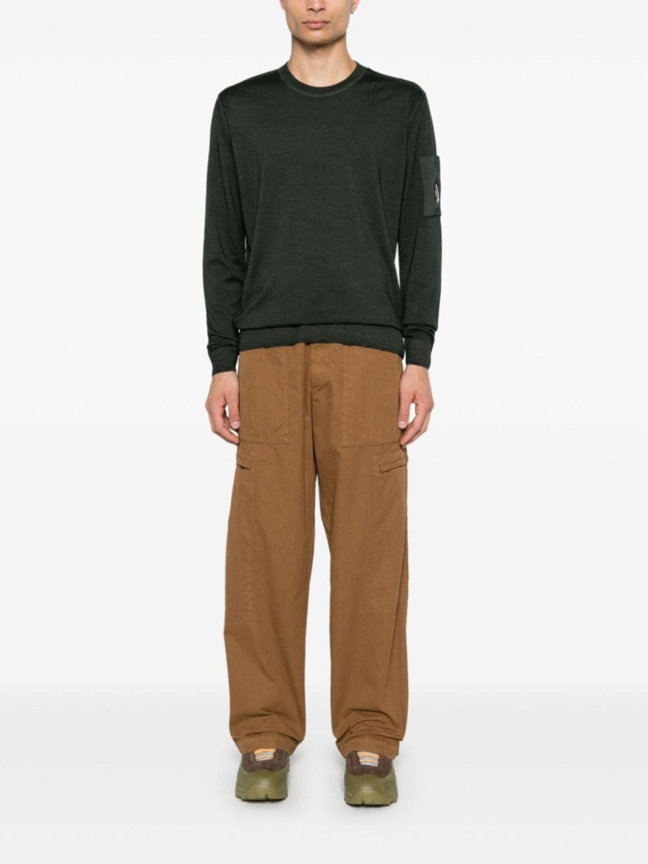 CP Company Logo Patch Trousers, Brown