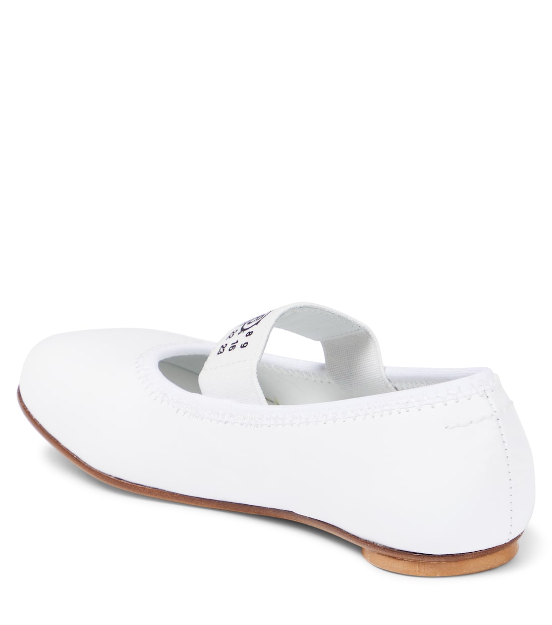 Leather ballet flats with Mm6 Maison Margiela logo, white