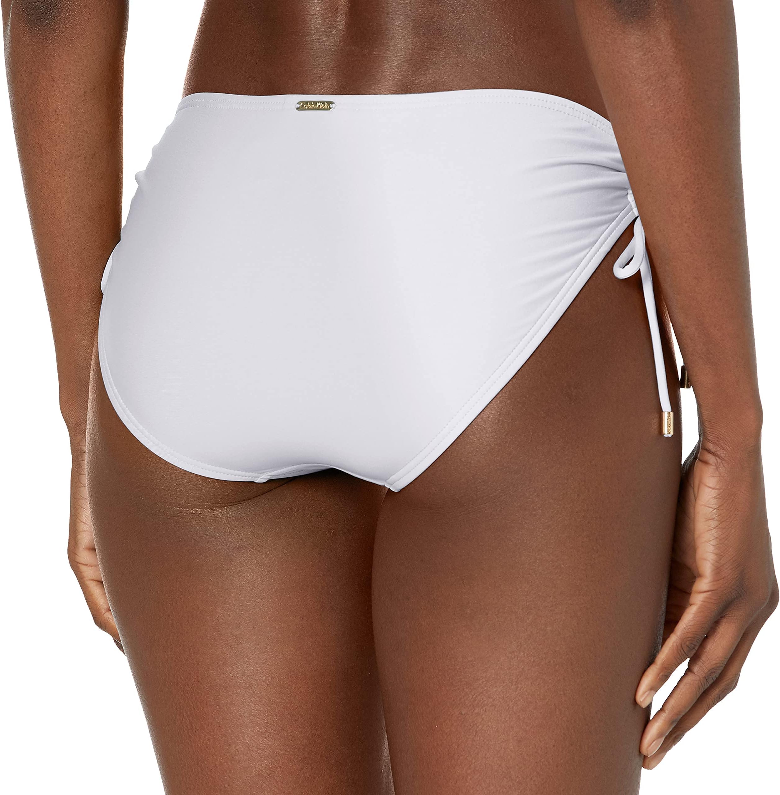 Calvin Klein Women's Side Gathered Bikini Swimsuit Bottoms in Soft White