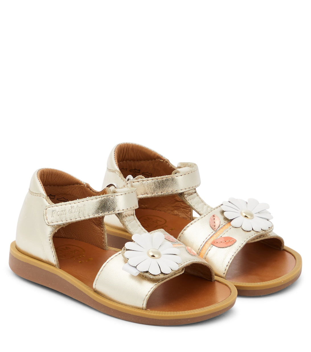 Poppy Daisy metallic leather sandals Pom d'Api, gold