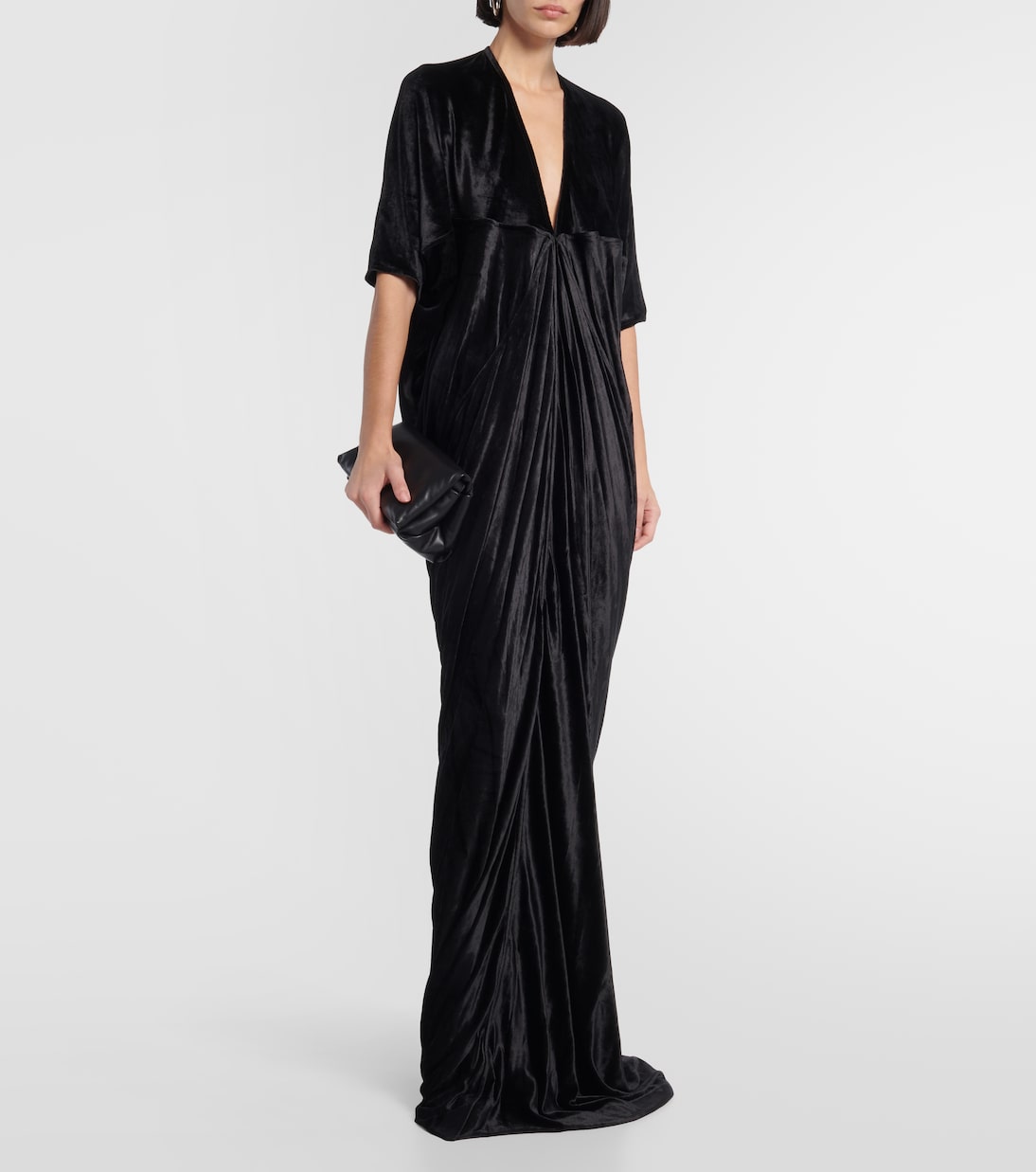 Rick Owens lilies draped jersey maxi dress, black