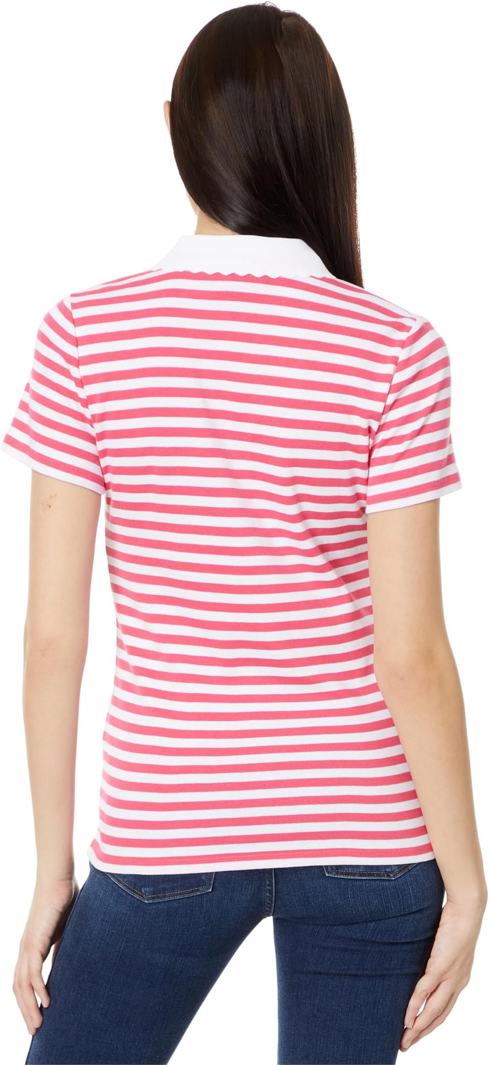 Tommy Hilfiger Short Sleeve Striped Johnny Collar Polo in Rosette Multi