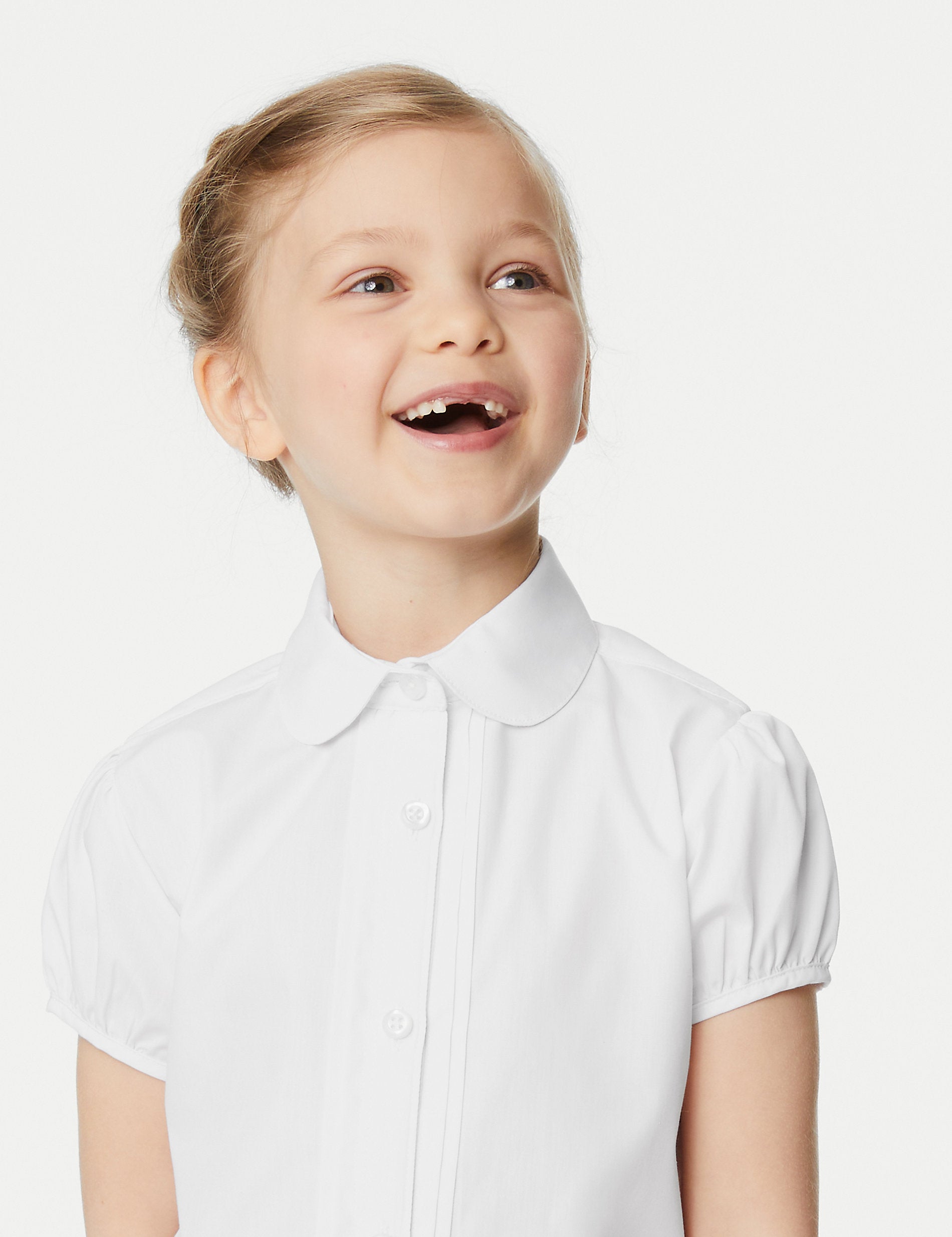 2 pairs of school shirts with pintucks for girls (2-16 years old) easy to iron Marks & Spencer, white