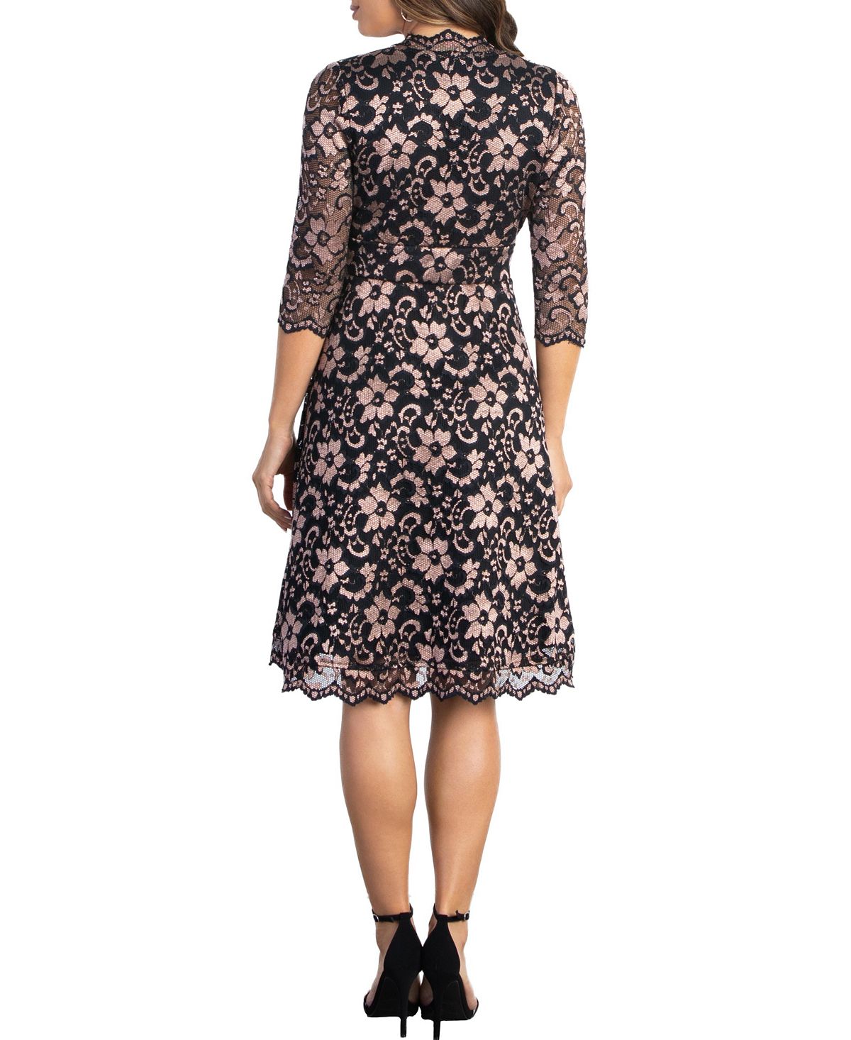 Mon Cherie Kiyonna Women's Floral Lace Cocktail Dress Gold