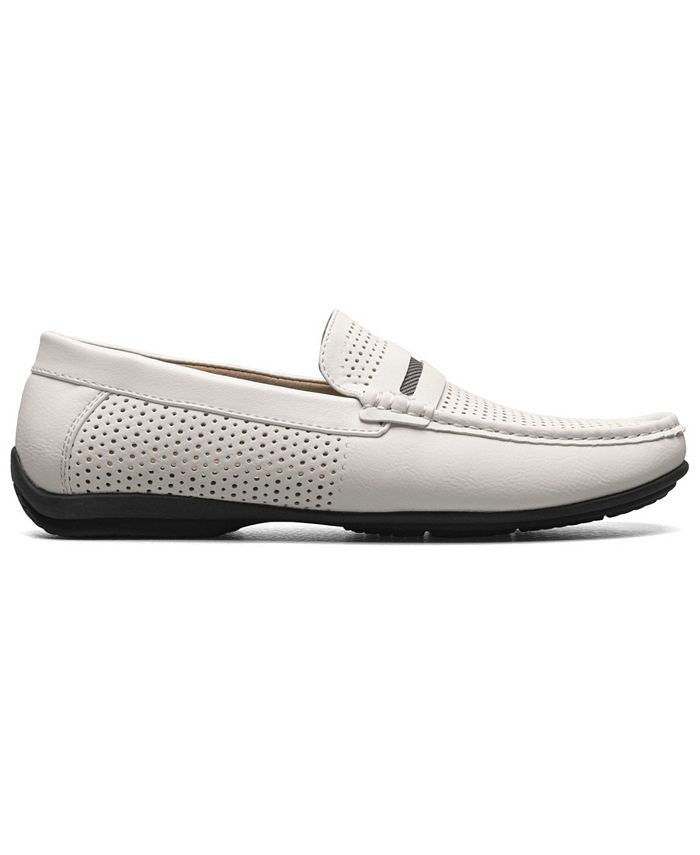 Men's Corby Moccasin Toe Saddle Stacy Adams Slip-on Loafers, White