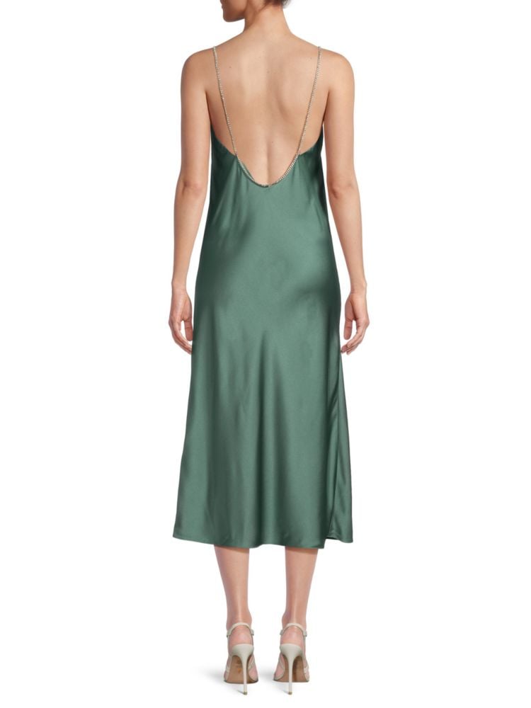 Ba&Sh embellished satin midi slip dress, green