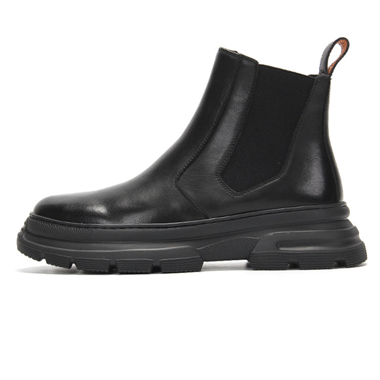 GZZ Chelsea Boots Men Fleece-Lined Black