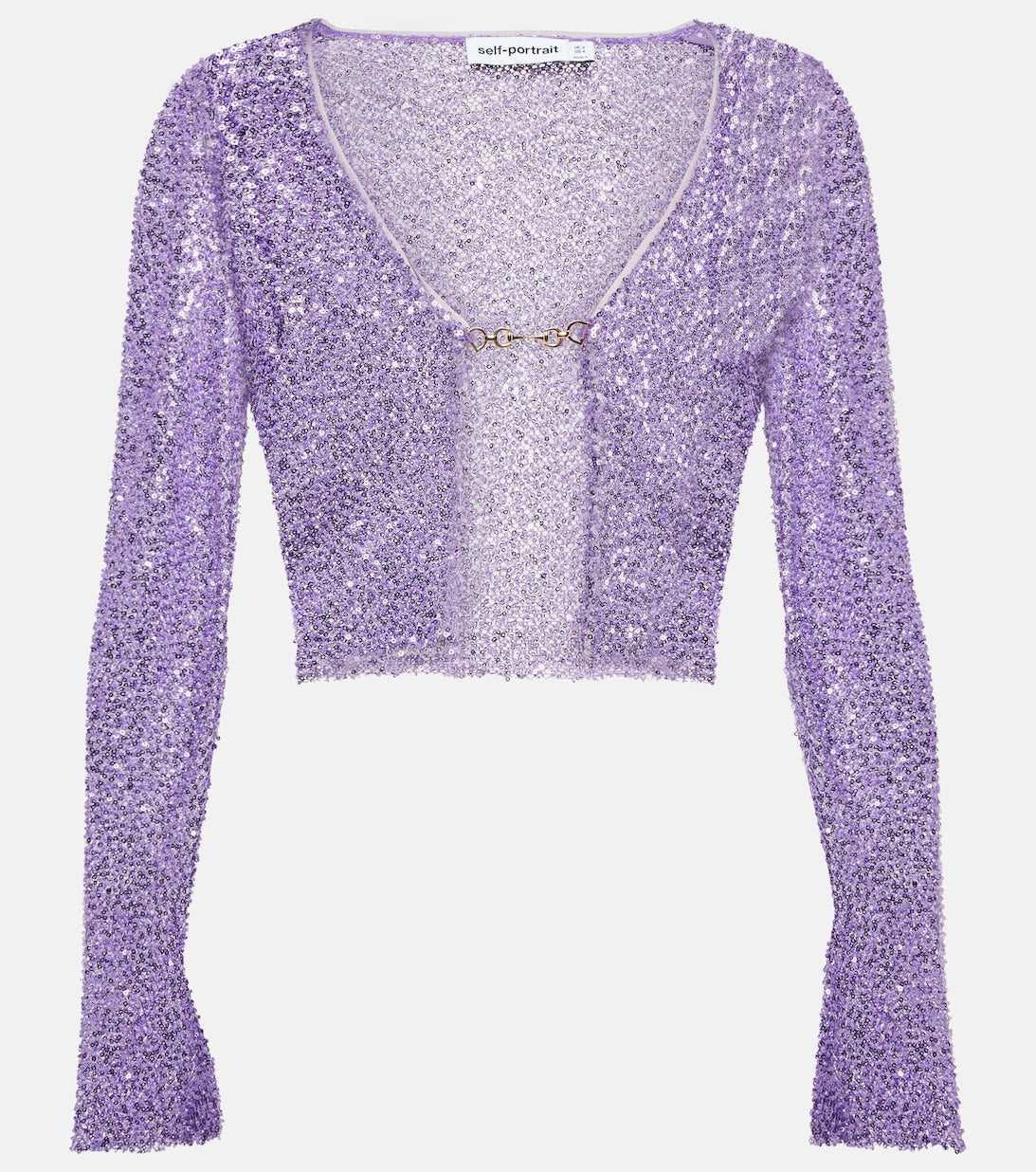 SELF-PORTRAIT cropped cardigan with sequins, purple