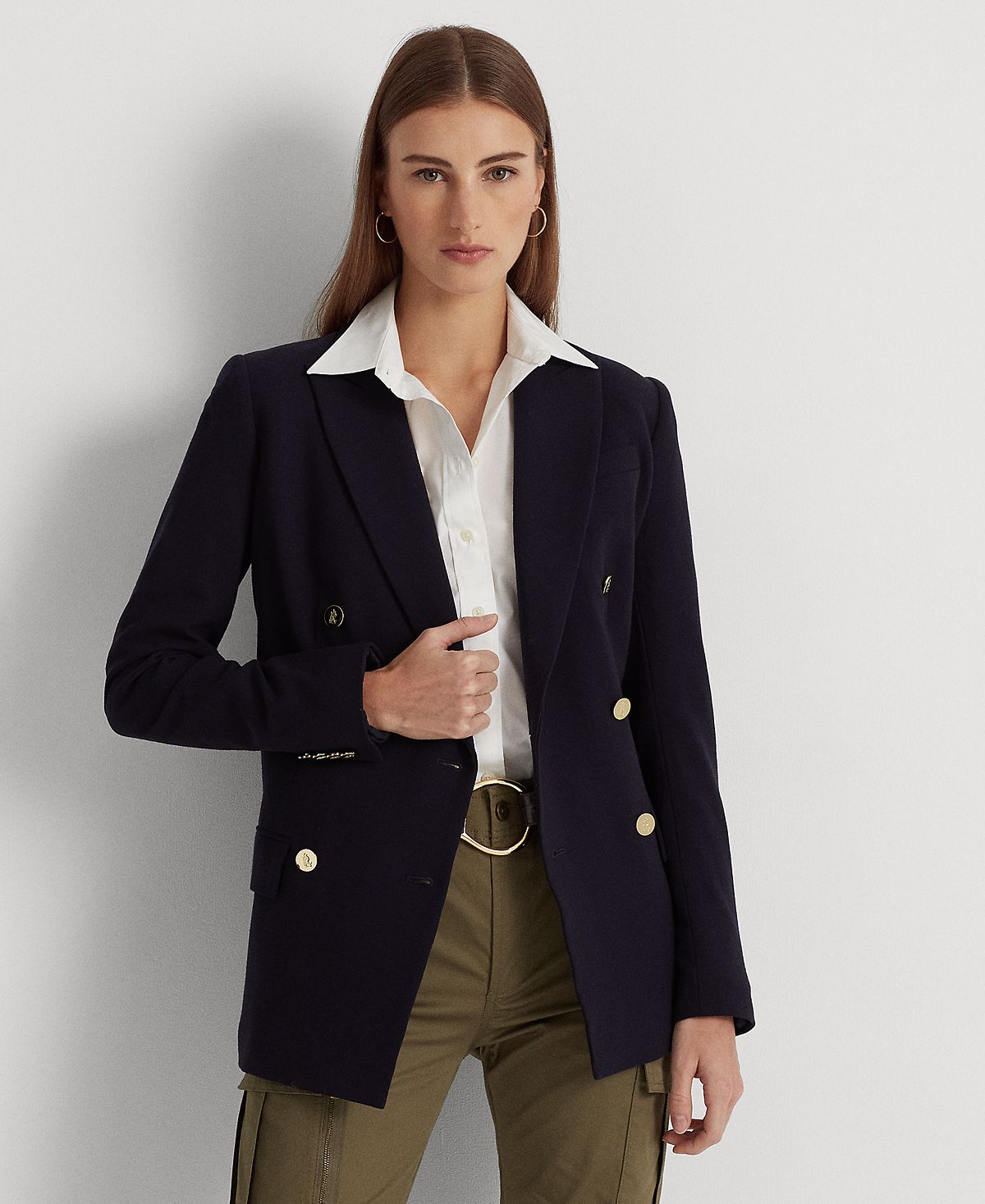 Women's Double Breasted Wool Crepe Jacket standard and petite Lauren Ralph Lauren